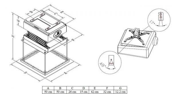 پایه پروژکتور برقی مدل 1 متری آکاردئونی